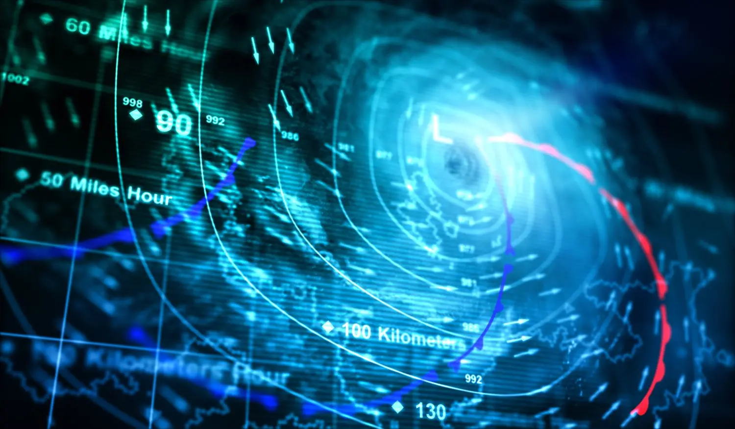 This a photo of data hurricane in blue background.