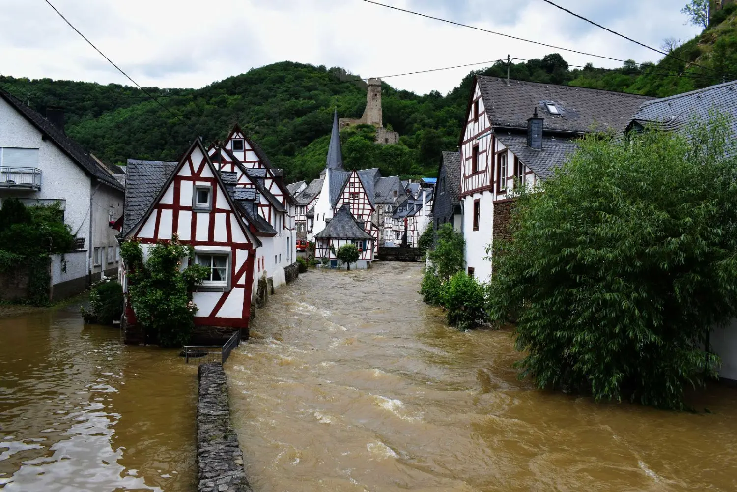 Flooded small town