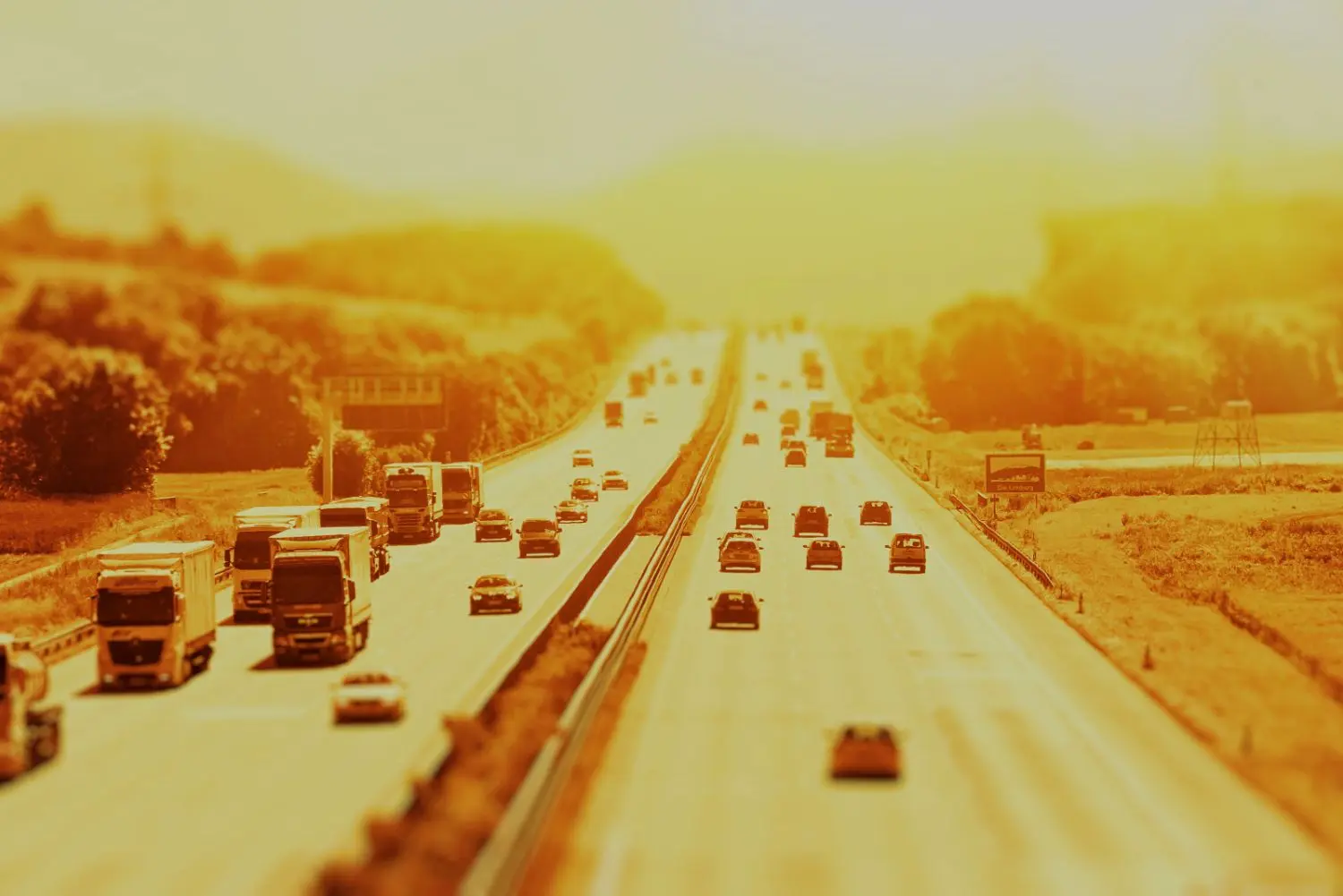 Cars on highway in heatwave