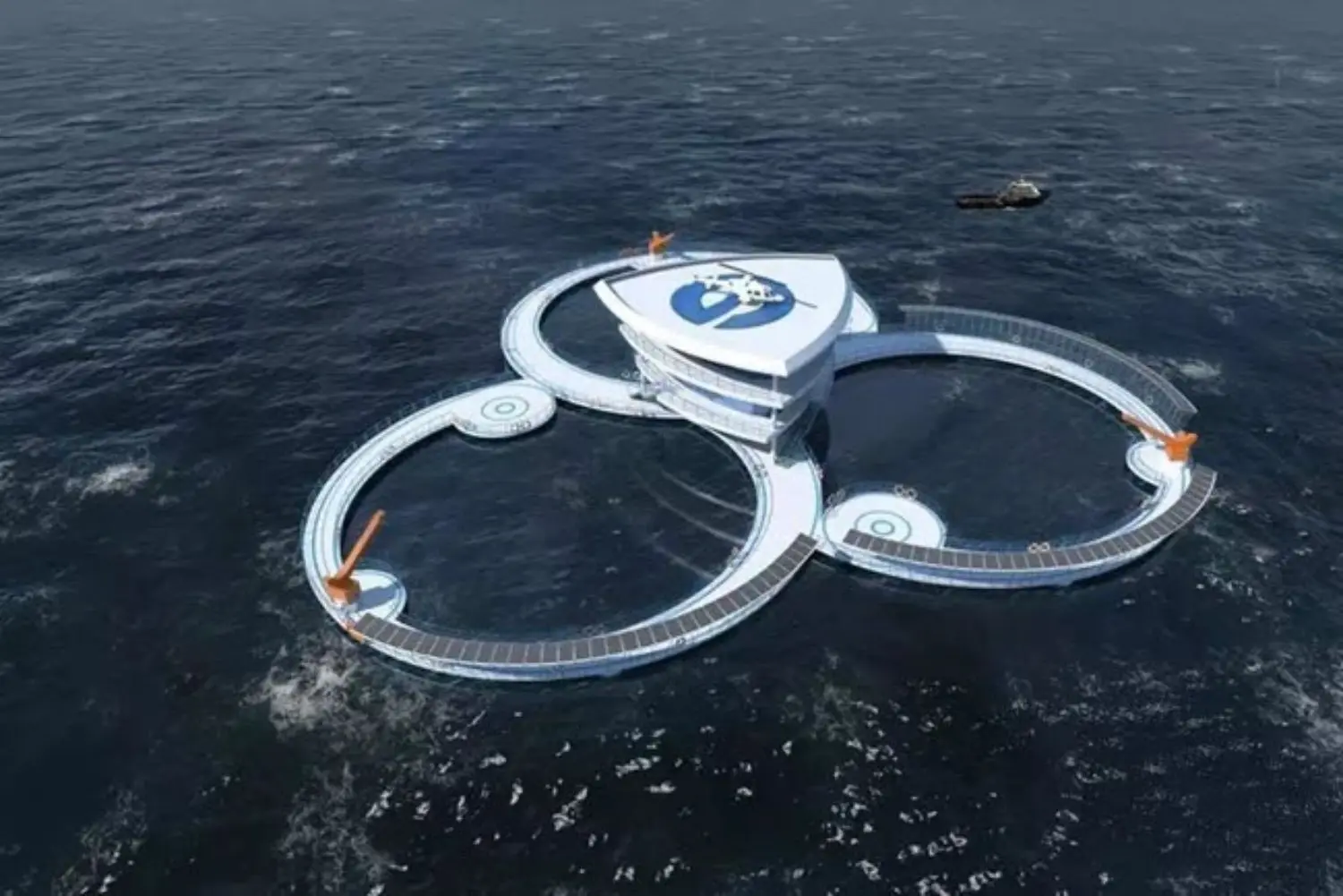 "Genghai No.1" (Image courtesy of CIMC Raffles) is an aquaculture farm, ocean monitoring centre, as well as a leisure centre. 