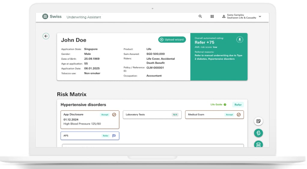 Screen shot of Underwriting Assistant